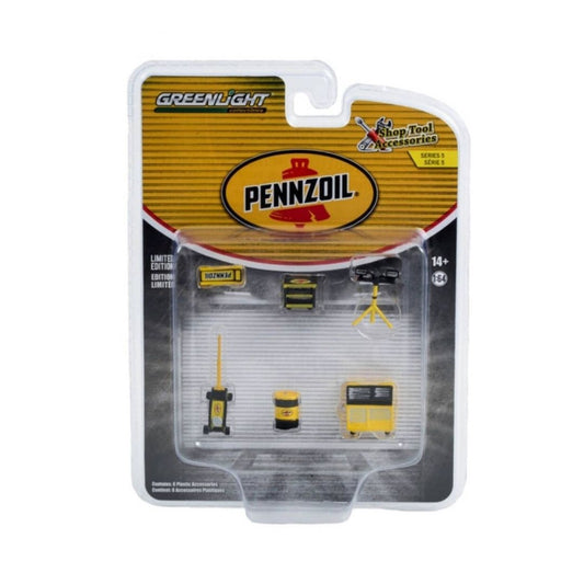 Auto Body Shop - Shop Tool Accessories Series- 5 PENNZOIL, Greenlight 1:64