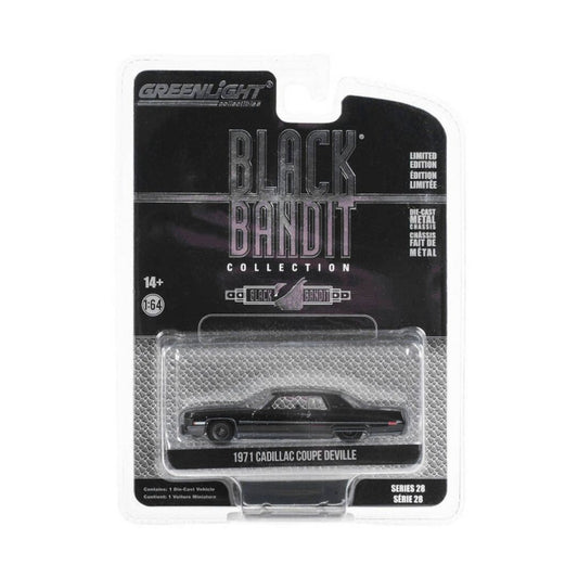 Black Bandit Series 28- 1971 Cadillac Coupe deVille Lowrider 28130-A, Greenlight 1:64