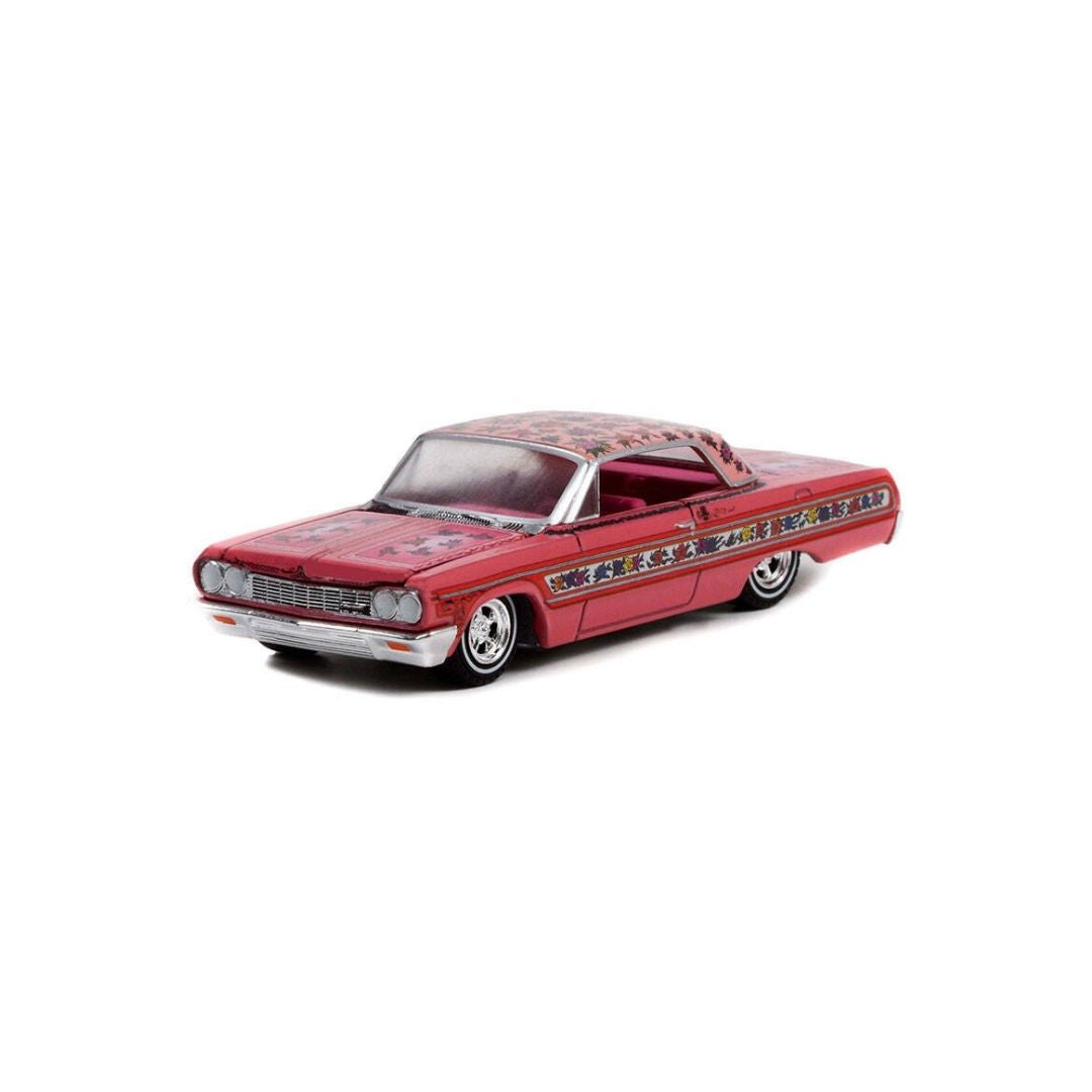 California Lowriders Series 1 - 1964 Chevrolet Impala Lowrider - Pink with Roses, Greenlight 1:64