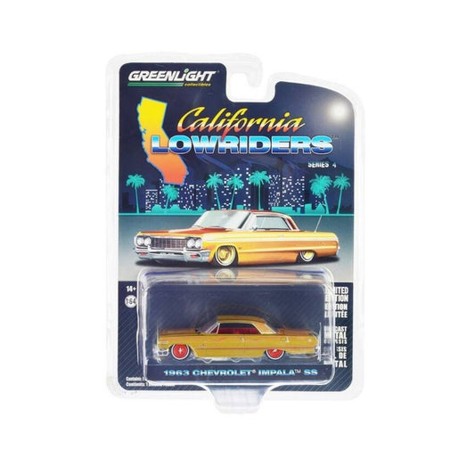 California Lowriders Series 4- 1963 Chevrolet Impala SS - Gold Metallic and Red 63050-C Greenlight 1:64