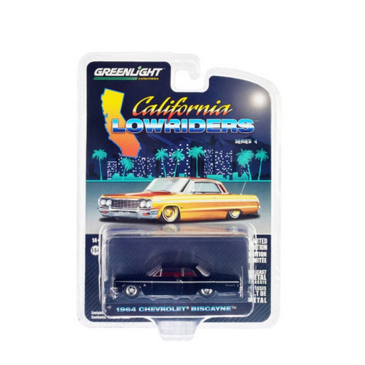 California Lowriders Series 4- 1964 Chevrolet Biscayne - Black with Red Interior 63050-D Greenlight 1:64