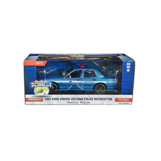 Hot Pursuit Series 7 -Seattle Police - Seattle, Washington - 2001 Ford Crown Victoria Police Interceptor 85570-A Greenlight 1:24